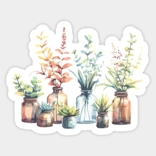 House Plants on Jars Sticker